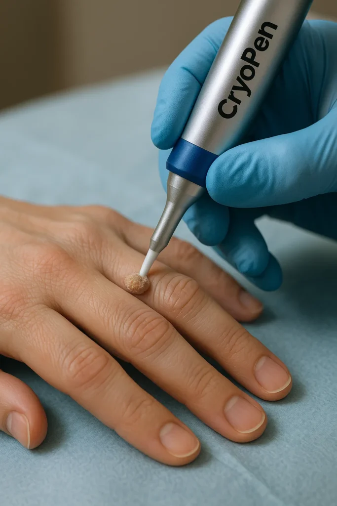 example of cryopen wart removal Allesley treatment on a persons finger