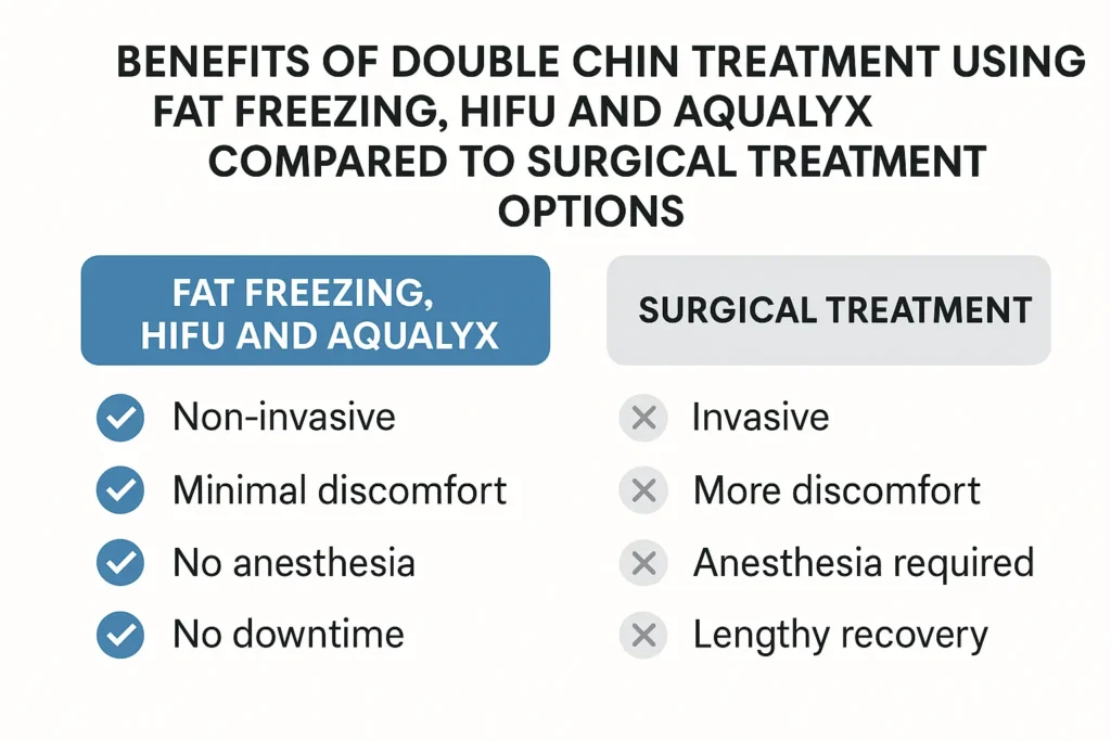 Graphic about the benefits of double chin treatment Allesley - from LA LIPO