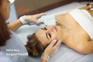 Woman having Hi-Fu to reduce wrinkles Allesley.